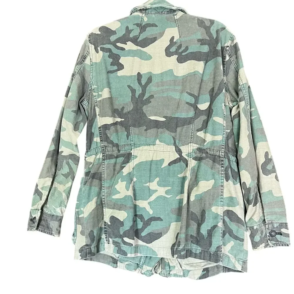 Free People Jacket Women's Size Small Military Camo Utility Multi-pocket Combat